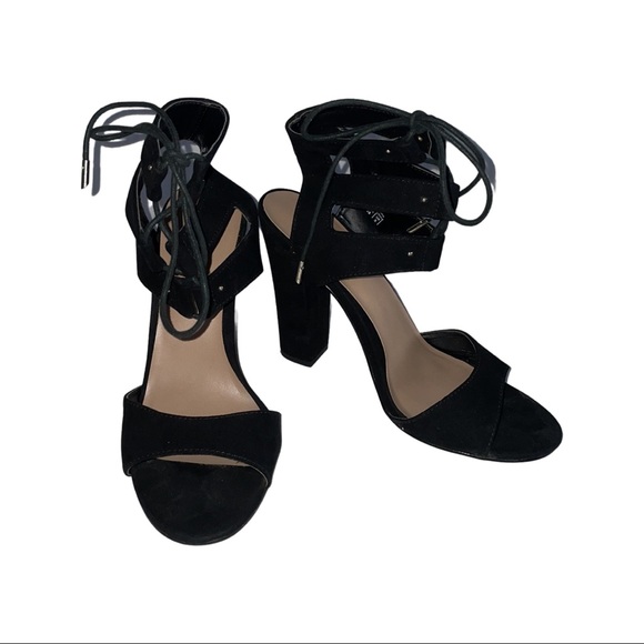 Call It Spring Black Self Tie Heels - Size 7.5 - Picture 1 of 12